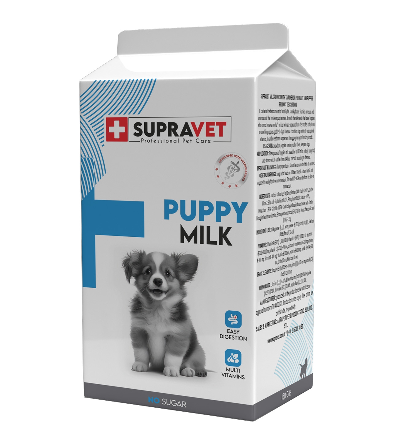 Supravet%20Hamile%20Ve%20Yavru%20Köpekler%20İçin%20Taurinli%20Köpek%20Süt%20Tozu%20150%20Gr