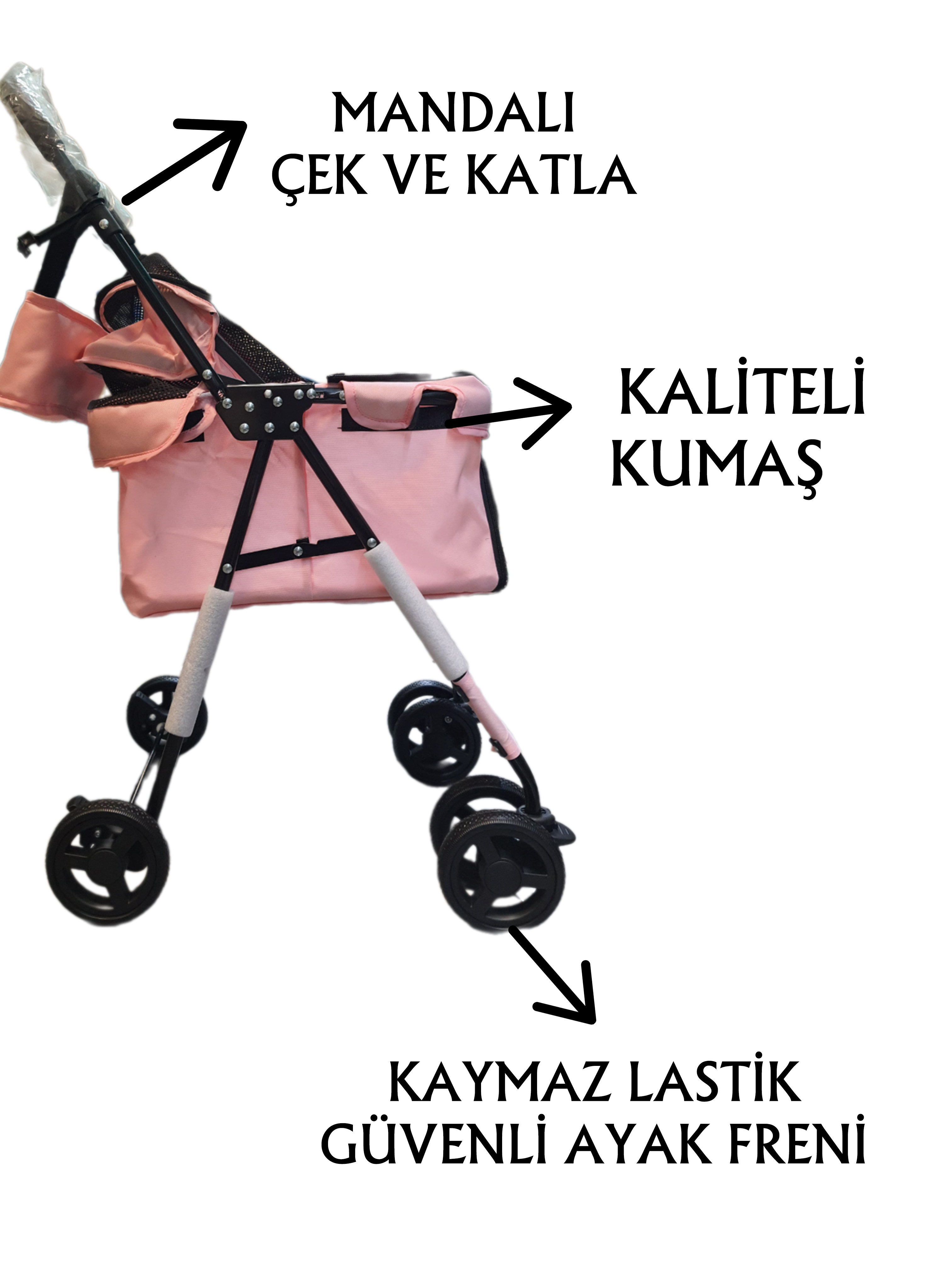 Tommy%20Evcil%20Hayvan%20Arabası%2060x42,5x89,5%20Pembe%20Max%2015%20Kg