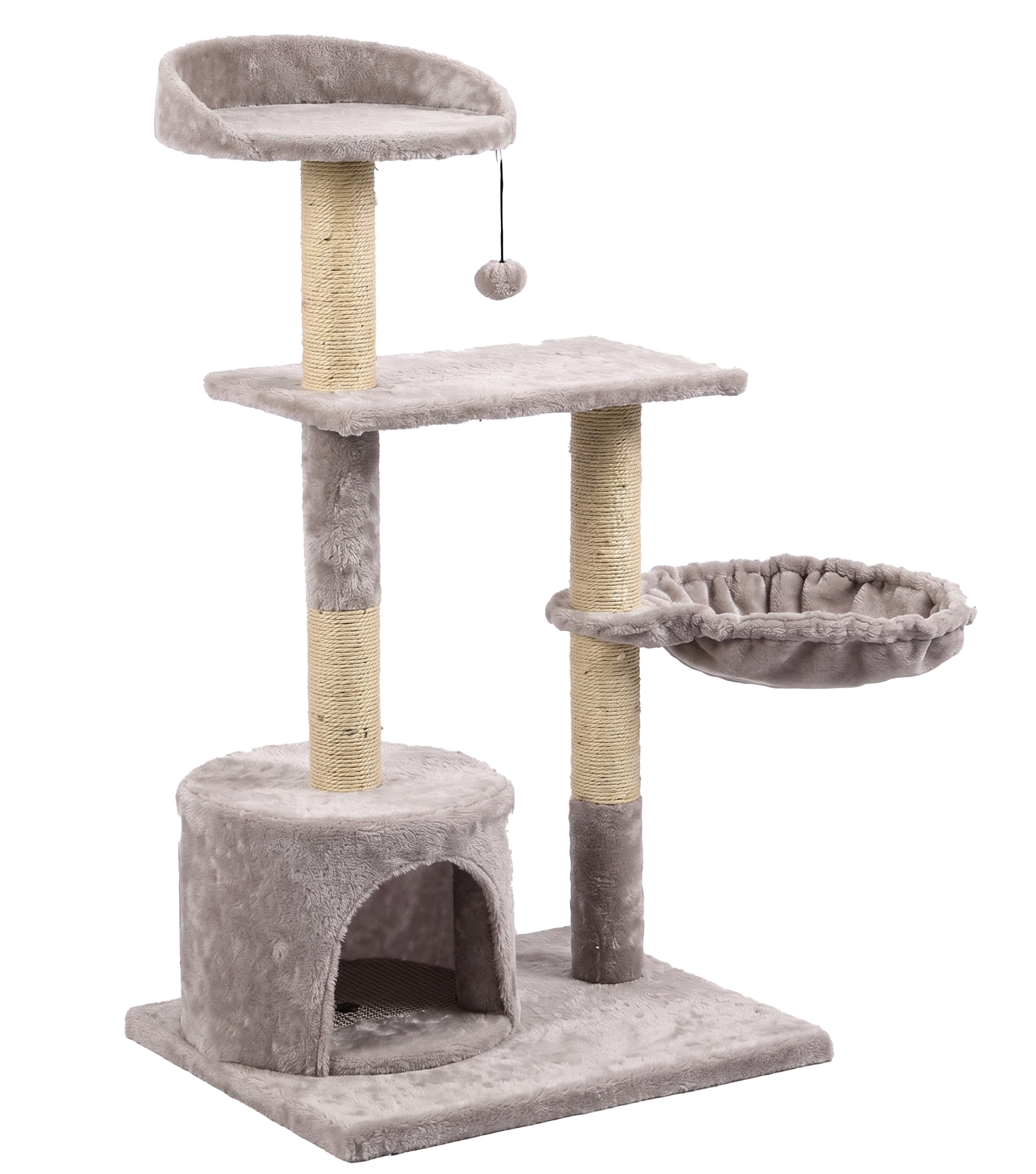 Tommy%20Çok%20Katlı%20Lüks%20Kedi%2050x40x102%20Evli%20Tırmalama%20Gri