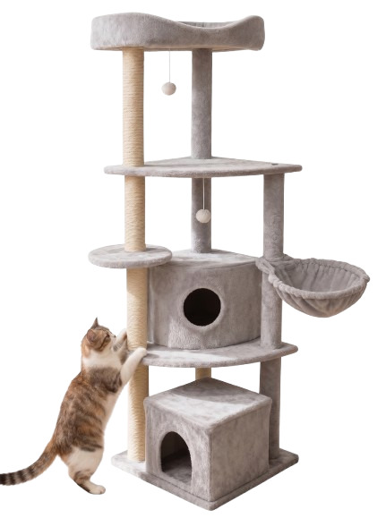Tommy%20Çok%20Katlı%20Lüks%20Kedi%2050x50x158%20Evli%20Tırmalama%20Gri