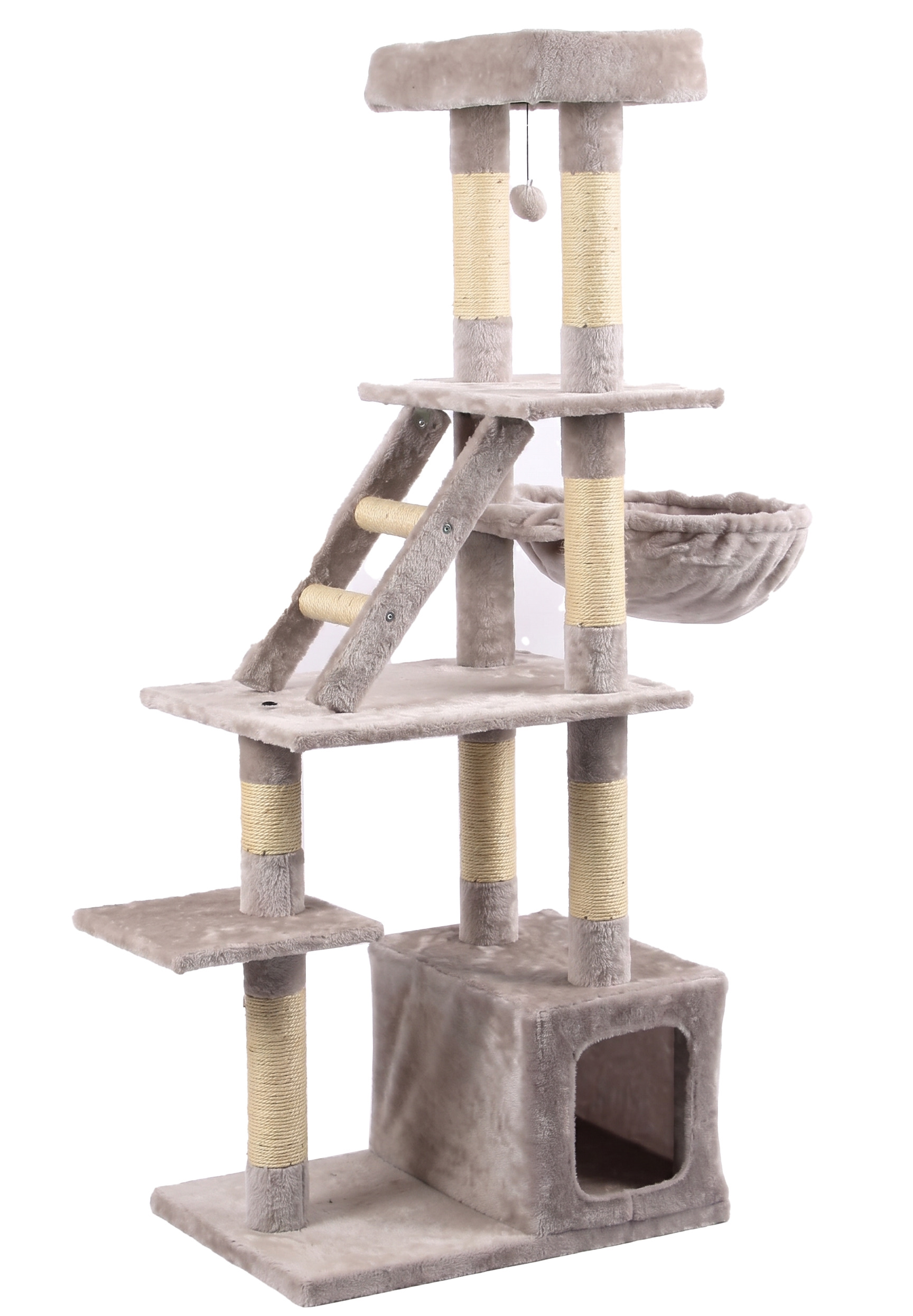 Tommy%20Çok%20Katlı%20Lüks%20Kedi%2060x40x148%20Evli%20Tırmalama%20Gri