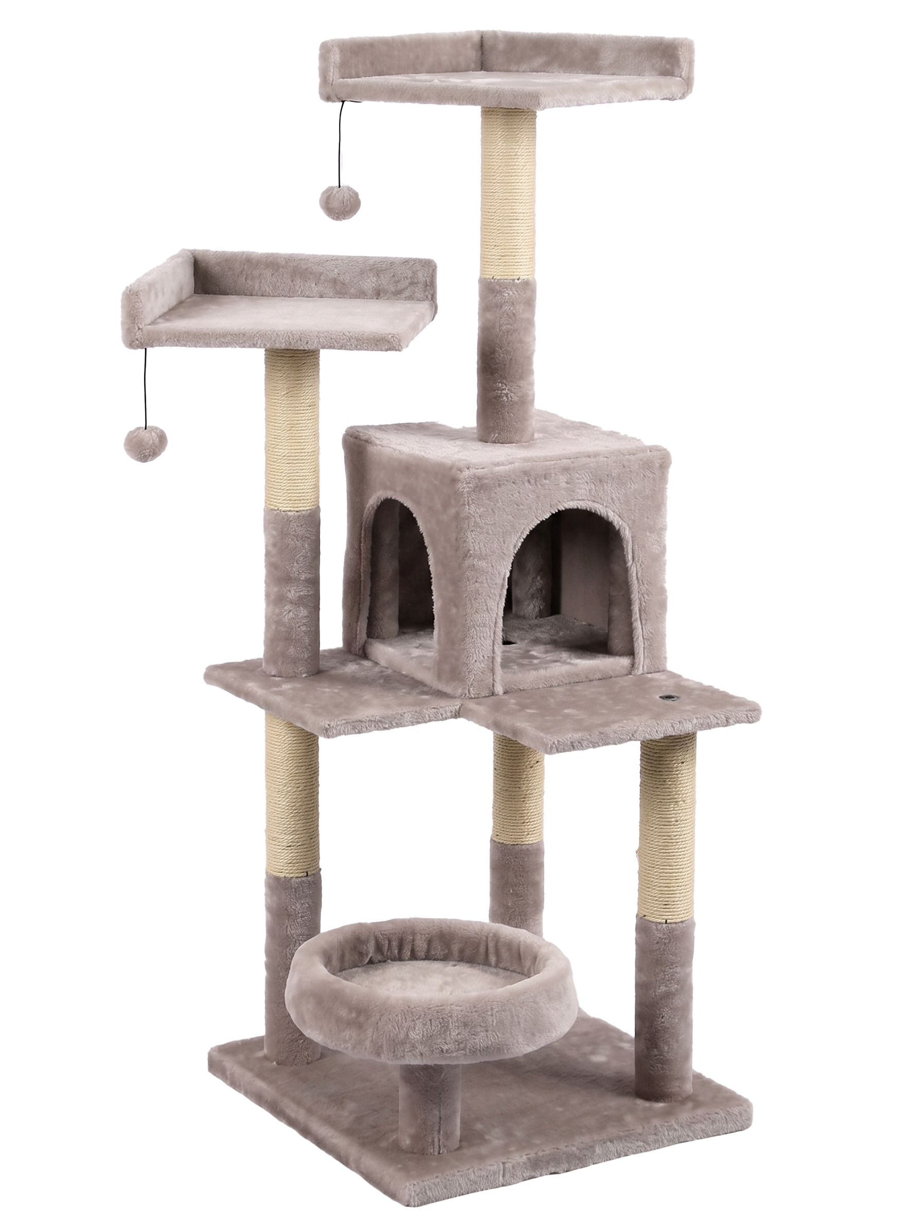 Tommy%20Çok%20Katlı%20Lüks%20Kedi%2045x45x121%20Evli%20Tırmalama%20Bej