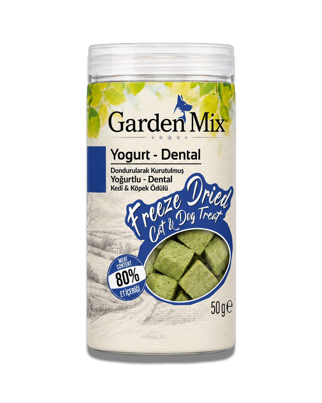 Garden%20Mix%20(freeze%20Dried)%20Yoğurtlu%20Ve%20Tavuklu%20Dental%20Kedi%20Ve%20Köpek%20Ödül%20Maması%2050%20Gr