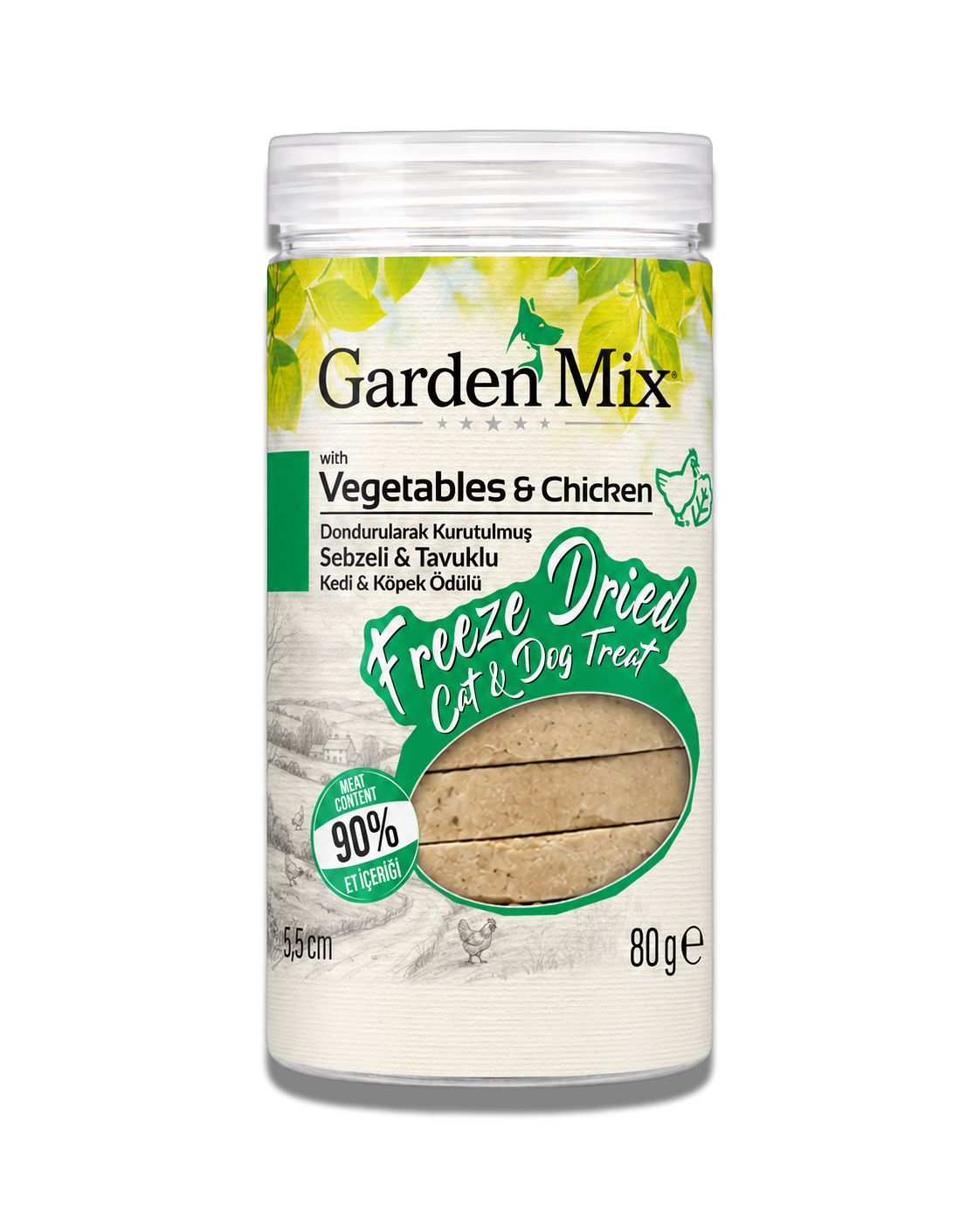 Garden%20Mix%20(freeze%20Dried)%20Sebzeli%20Ve%20Tavuklu%20Kedi%20Ve%20Köpek%20Ödül%20Maması%2080%20Gr