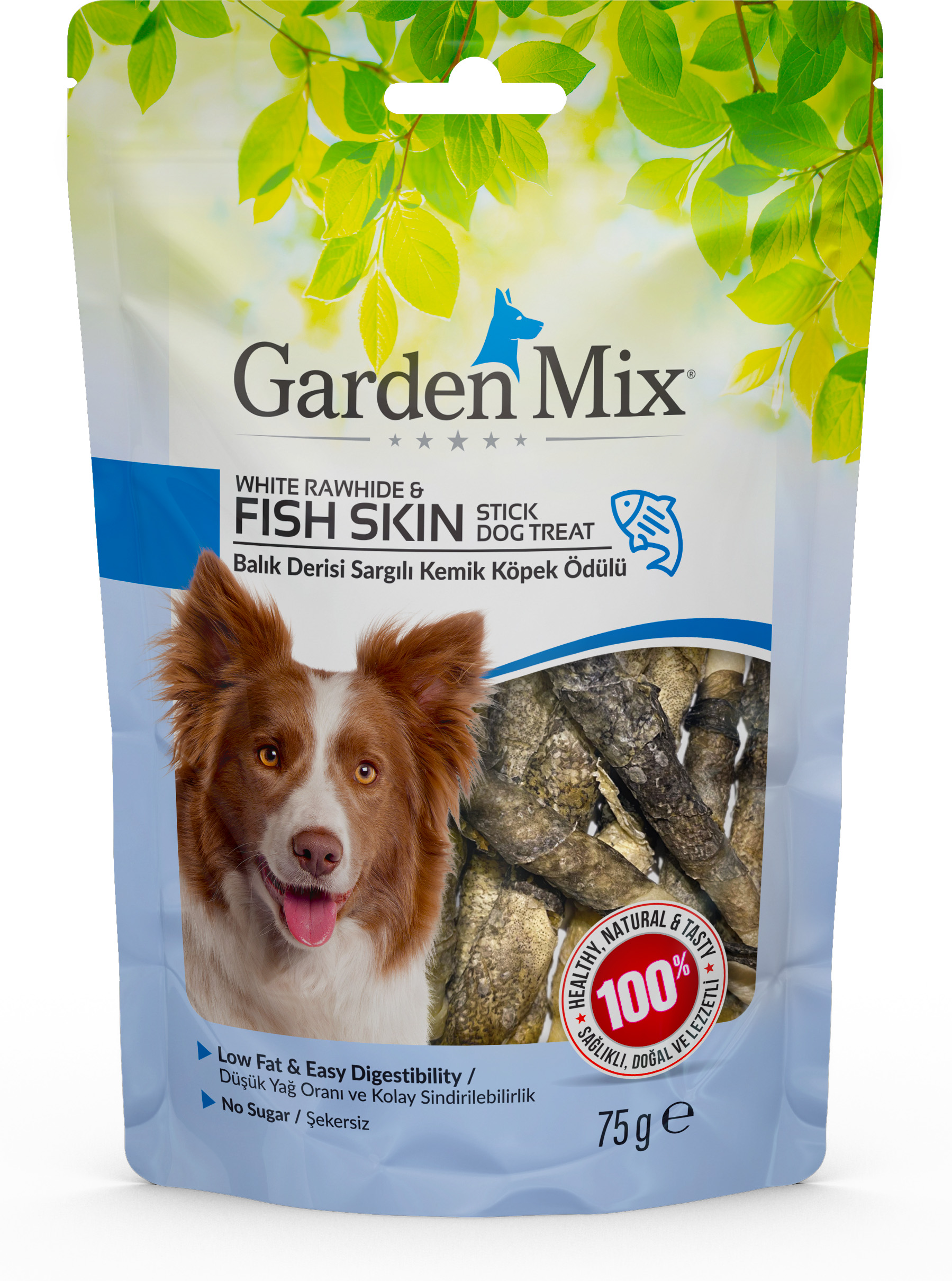 Garden%20Mix%20Balık%20Derisi%20Sargılı%20Kemik%20Köpek%20Ödülü%2075%20Gr