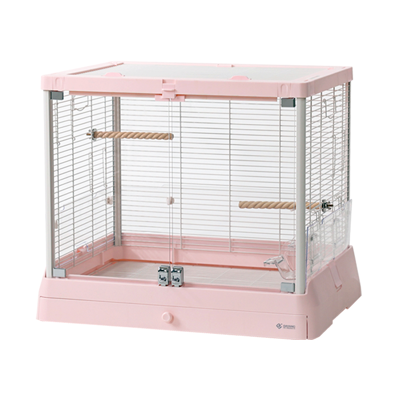 Dayang%20Camlı%20Paslanmaz%20Çelik%20Kuş%20Kafesi%20Pembe%2065*48*55cm