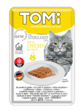 Tomi%20Kedi%20Kısırlaştırılmış%20Tavuk%20Tahılsız%20Pouch85g%20Mama