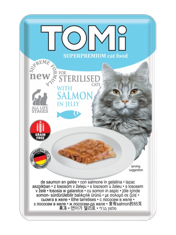Tomi%20Kedi%20Kısırlaştırılmış%20Somon%20Ve%20Yumurta%20Tahılsız%20Pouch%20Mama%2085gr