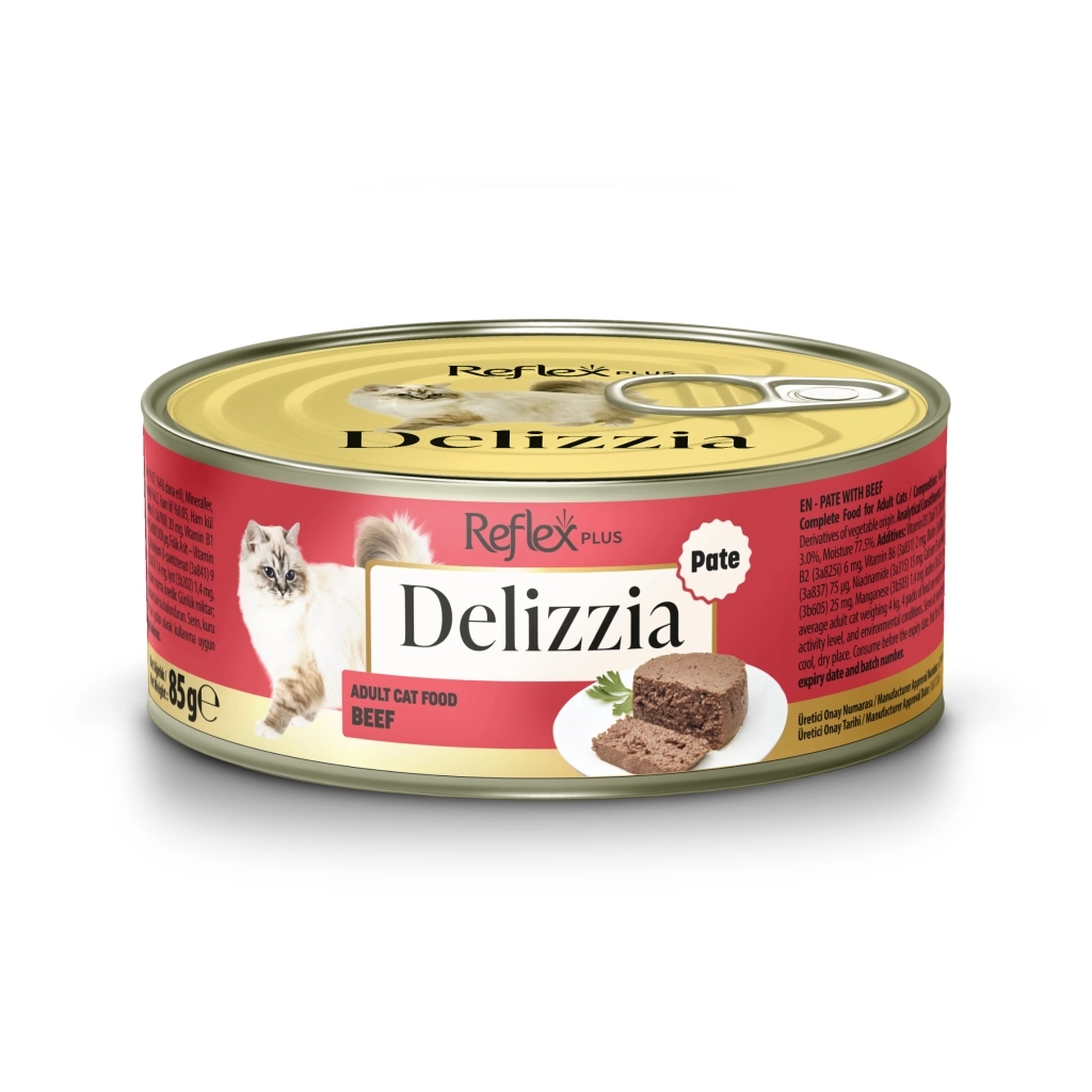 REFLEX%20PLUS%20DELIZZIA%20KIYILMIŞ%20DANA%20ETLİ%20YETİŞKİN%20KEDİ%20MAMASI%2085%20GR*12ADET