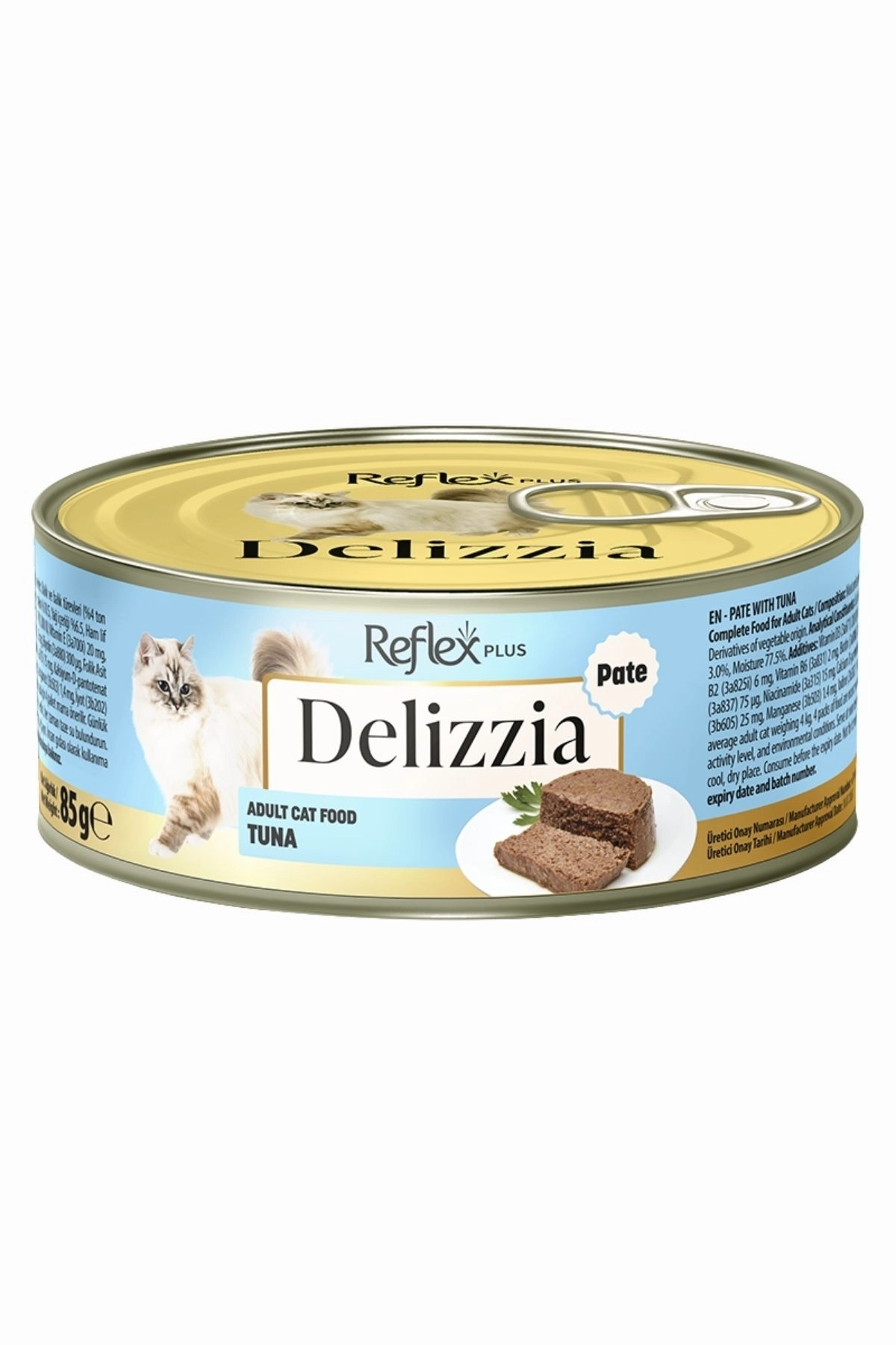 REFLEX%20PLUS%20DELIZZIA%20KIYILMIŞ%20TON%20BALIKLI%20YETİŞKİN%20KEDİ%20MAMASI%2085%20GR*12ADET