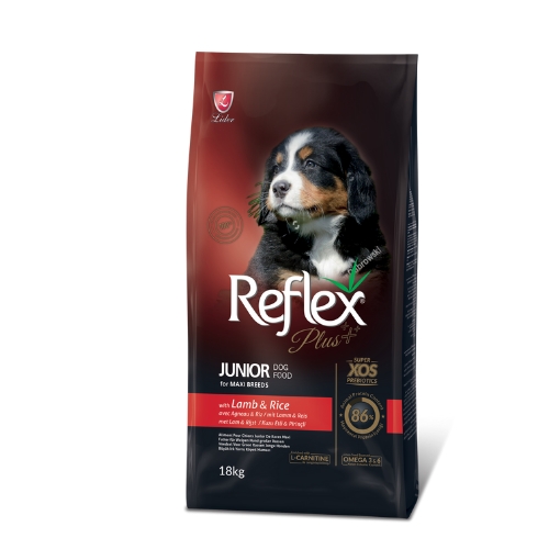Reflex%20Plus%20%20Büyük%20Irk%20Kuzu&Pırınç%20Yavru%20Köpek%20Maması%2018%20Kg