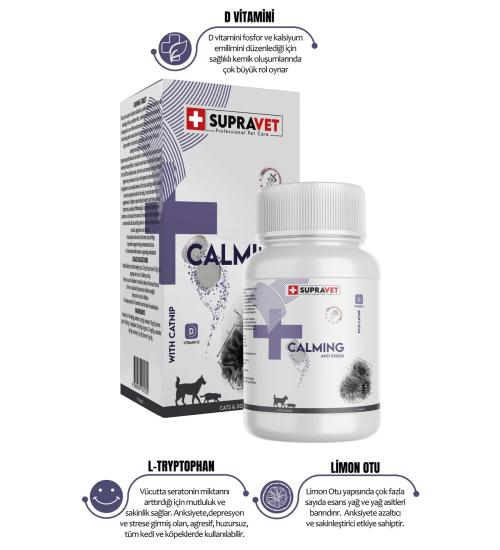 Supravet Calming Tablet Vıtamın D + Catnip 75 Tablet