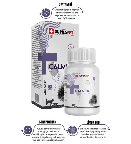 Supravet Calming Tablet Vıtamın D + Catnip 75 Tablet