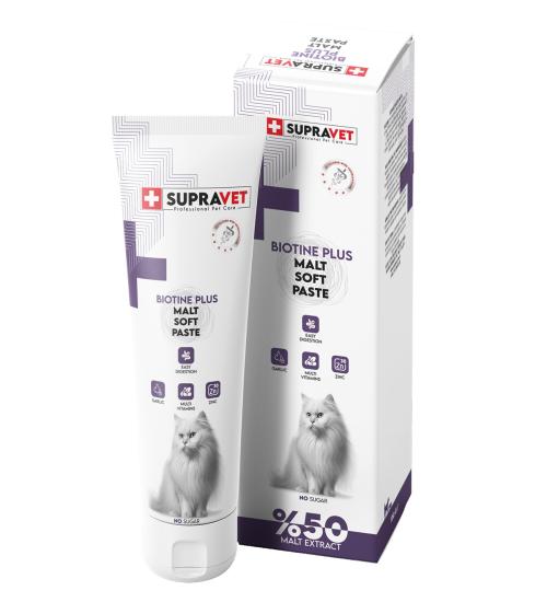 Supravet Biotine Plus Kediler için Tüy Sağlığı Güçlendirici Malt Paste 100 Gr