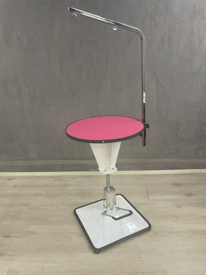 Hidrolik Yuvarlak Traş Masası Pembe