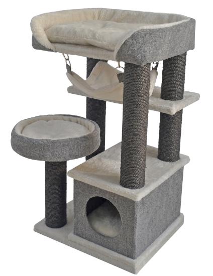 Tommy Çok Katlı Lüks Kedi 48x40x90 Evli Tırmalama Gri