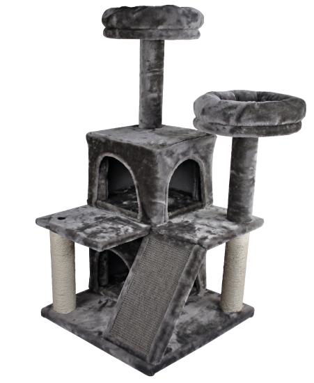 Tommy Çok Katlı Lüks Kedi 50x50x116 Evli Tırmalama Gri