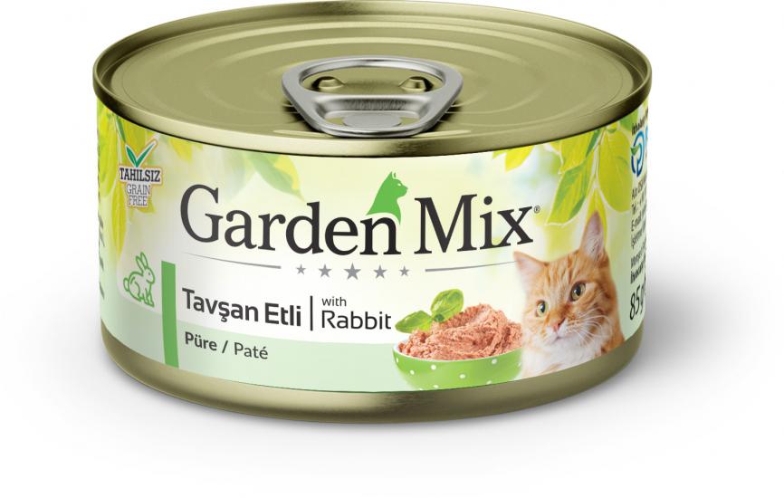 Gardenmix Kıyılmış Tavşanetli Tahılsız Konserve Kedi Maması 85g