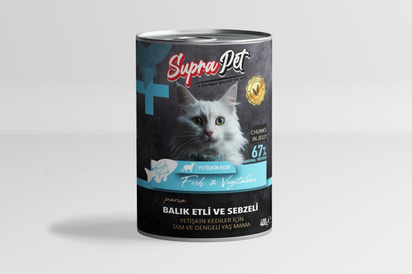 Suprapet Parça Etli Balıklı Yetişkin Kedi Konservesi 400 Gr