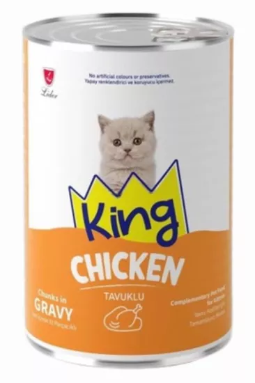 KING SOS İÇİNDE ET PARÇACIKLI TAVUKLU YAVRU KEDİ KONSERVE 400 GR