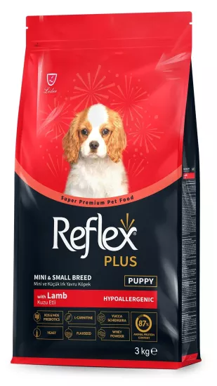 REFLEX PLUS KUZU ETLİ MİNİ VE KÜÇÜK IRK YAVRU KÖPEK MAMASI 3 KG